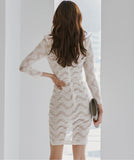 キャバドレス 膝丈ドレス 非対称 レース Ⅴネック セクシー エレガント XH2-ZED880855E