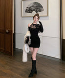 ミニドレス キャバドレス セクシー レース 肌見せ キャバクラ リボン 同伴 XH2-XKD-D452-976-Nov18