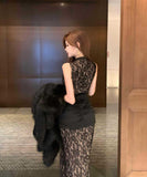 膝丈ドレスエレガントレースタイトドレス宴会パーティー通勤同伴XH2-DD4134