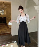 ロングドレス エレガント 水玉柄 着痩せ おしゃれ 気質 XH2-ZED885462DXH449