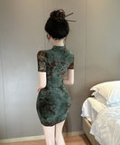 【2色】ミニドレス チャイナドレス セクシー キャバドレス 花柄 着痩せ YH2-DD6587