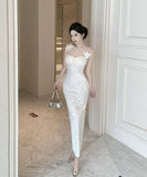 ロングドレス キャミワンピ フラワー レース セクシー エレガント お姫様 高級感 おしゃれ XH2-ZED885660DXH238B