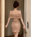 ミニドレス キャバドレス party キラキラ 非対称 セクシー 指名 おしゃれ XH2-DD6130