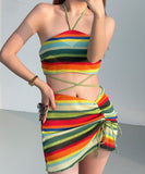 ビキニ モノキニ 縞模様 セクシー かわいい 着痩せ 水着  海辺 YH7-YZM5102