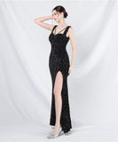 【7色】ロングドレス ナイトドレス スリート 華奢感 キラキラ 宴会 演奏会 誕生日 XH2-YEY31801#