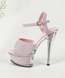 【6色】ハイヒール パンプス 15cm キラキラ スリッパ 美脚効果 歩きやすい 流行り OL 百掛け 透かし彫り ヒール 靴 XH5-JJMX190-A20