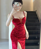 【4色】ロングドレス セクシー 着瘦せ 宴会 美足効果 キャバクラ 谷間魅せ XH2-DD5321