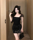 ミニドレス パーティードレス キラキラ タイトドレス セクシー キャバドレス キャバクラ XH2-ZED882233DXH437