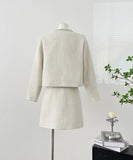 【上下セット】Black&white ツイードスーツ セレブ風 ミニドレス 高級感 真珠 キラキラ 大人可愛い 同伴 エレガントXH2-MYK0556