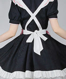 【5点セット】バストハートカットメイドデザインフレアスカートプチプラガーリーチャイナドレス  (チャイナ服/髪飾り/リボン×2/エプロン)XH2-FMS-T023