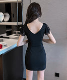 【2色】ミニドレス キャバドレス レース  谷間見せ セクシー 指名 気質 タイトドレス XH2-JX3900