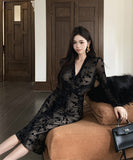 膝丈ドレス セクシー セレブ風 レース Vネック 小顔 エレガント チュール 高級感 XH2-MXX7332