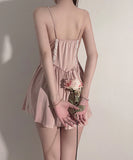 【black&pink＆green】パジャマ ルームウェア セクシー レース 肌見せ カワセクシー XH8-MSL237