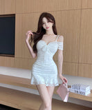 【4色】キャバドレス ミニドレス セクシー 谷間魅力 party レース かわいい YH2-DD6599