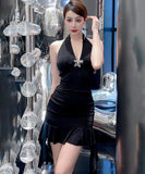 ミニドレス キャバドレス セクシー ホルターネック 非対称 XH2-LQE‐A3205H515