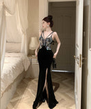 【red&Black】ロングドレス キラキラ キャバドレス ナイトドレス パーティー セクシー 気質 XH2-ZED885353DXH238