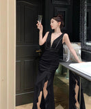 【2色】ロングドレス 谷間見せ 宴会 エレガント 美足効果 カワセクシー party 不規則 XH2-ZED888385DXH238A