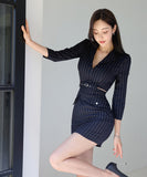 ミニドレス エレガント Vネック 小顔効果 カワセクシー 気質 おしゃれ XH2-ZED880113E49