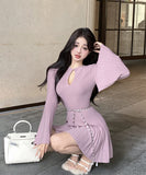 ミニドレス Aライン 着瘦せ 大人可愛い 秋新作 韓国っぽ XH2-LQE9208H355