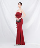 【5色】ロングドレス ナイトドレス ベアトップ スリート 宴会 演奏会 誕生日 XH2-YEY31319#