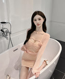 【3色】キャバドレス セクシー ミニドレス 透明感 キャバクラ 谷間魅せ XH2-DD5061