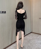 【2色】ミニドレス キャバドレス セクシー フリル 韓国っぽ XH2-DD5828