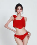 【3点セット】ビキニ 水着 ホルターネック フリル 蝶柄 セクシー ワンピース エレガント 気質 体型カバー XH2-YQ-HHA5XBHLL