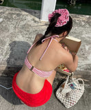 3点セット【3色】水着 ビキニ ビーチ 可愛い ホルターネック INS話題 着痩せ おしゃれ XH7-DP-A10235