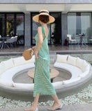 サンドレス 海辺 大人可愛い ニット green 夏新作 旅行 XH2-XHY913005