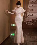 ロングドレス Partydress キラキラ 宴会 誕生日 演奏会 ベアトップ フリル XH2-YFTK7/7