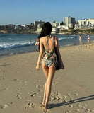 【3点セット】水着 ホルターネック ビキニ モノキニ セクシー 海辺 おしゃれ感 水着 着痩せ hot girl ビーチ　XH2-CF-WX3133