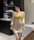 ミニドレス セクシー ホルターネック 谷間見せキャバドレスパーティー 気質 おしゃれ XH2-MXX2030
