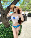 3点式セット ビキニ 水着 三角ビキニ ホルターネック セクシー レース 花柄 韓国っぽ ビーチ 海 温泉 XH7-SNM535