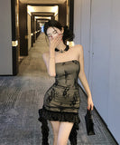 ミニドレス ベアトップ キャバドレス レース セクシー パーティードレス キャバクラ おしゃれ XH2-ZED882475DXH437