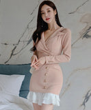 キャバドレス ミニドレス セクシー Vネック 秋新作 フリー 大人可愛い XH2-ZED882671BH506