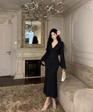 【3色】ロングドレス レース キャバドレス 谷間見せ セクシー 気質 エレガント 指名 XH2-ZED888568XH238A