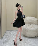 ミニドレス キャバドレス Aライン レース 大人可愛い お洒落 ホルターネック XH2-ZED885340DXH449