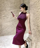 キャバドレス 膝丈ドレス エレガント ホルターネック エレガント 宴会 パーティー XH2-CD7-417-82980680