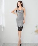 膝丈ドレス キャバドレス 千鳥格子 エレガント 気質 chic おしゃれ XH2-ZED885900A71