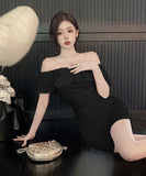 【3色】ミニドレス セクシー ベアトップ フリル カワセクシー おしゃれ XH2-DD6106