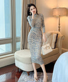 【手作り】ロングドレス 高品質 レオパード柄 セクシー お洒落 チュール XH2-JY30579