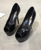 【2色】フィッシュマウス ハイヒール 14cm/10cm サンダル 流行り OL 百掛け 透かし彫り ヒール 靴 フィッシュマウス XH5-DLHS666-2