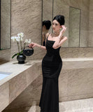 【2色】ロングドレス 肌見せ マーメイド エレガント 気質 宴会 袖付き XH2-ZED885532DXH238B