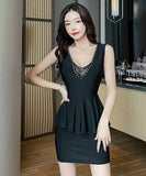 【2色】キャバドレス セクシー ミニドレス 谷間魅せ 指名 XH2-YLSE5708#