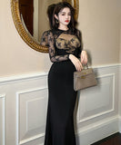 手作り ロングドレス 高品質 レース チュール フリル セクシー エレガント マーメイド XH2-JY20709