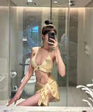 2色 3点セット ビキニ 水着 フリル セクシー ガーリー 小胸さん ビーチ 海 温泉 XH7-BY3082