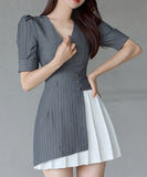 秋新作ミニドレスAラインVネックセクシー韓国っぽ大人可愛いXH2-ZED880984E49