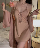 【2点セット】4色 セクシー パッド付き ルームウェア エロかわいい パジャマ レース 谷間魅せ XH8-GR3616