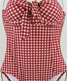 ビキニ 温泉 セクシー 谷間魅せ リボン 水着 モノキニ チェック柄ビキニ水着 XH7-XYX1933