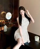 【2色】ミニドレス Aライン 着痩せ エレガント 宴会 セレブ風 気質 大人可愛い XH2-LE-g1322